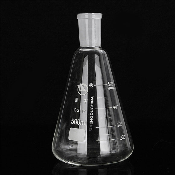 500mL 24/29 Glass Erlenmeyer Flask Graduated Chemistry Ground Joint Conical Bottle Laboratory Glassware