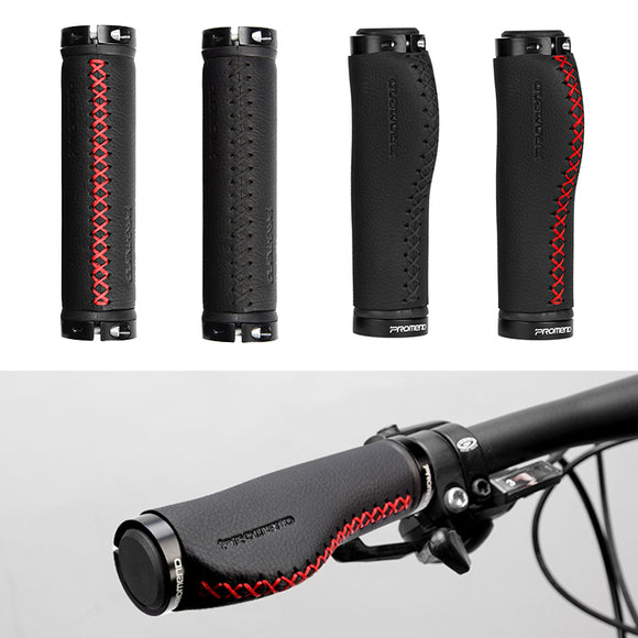 PROMEND Bike Bicycle Leather Handle Handlebar Grips Ergonomic Hand Sewing Cycling MTB Road Bike Hand