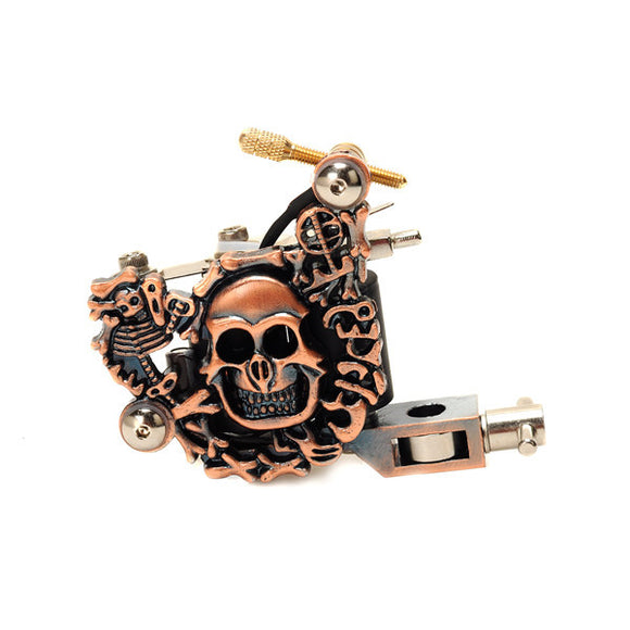 OCOOCOO K100 Low Noise Skull Metal Tattoo Machine Gun 10 Warps Coils 7000-9000 R/Minute Purple Bronze