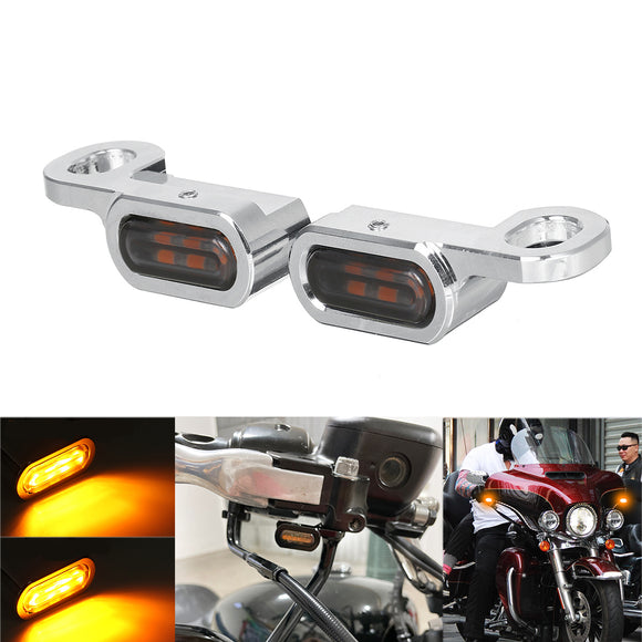 2Pcs 12V Motorcycle Mini LED Lamp Turn Signal Amber Light E Mark For Harley