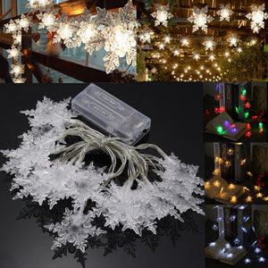 Battery Powered 2.1M 20LED Snowflake Fairy String Curtain Window HoliDay Light Wedding Party Decor