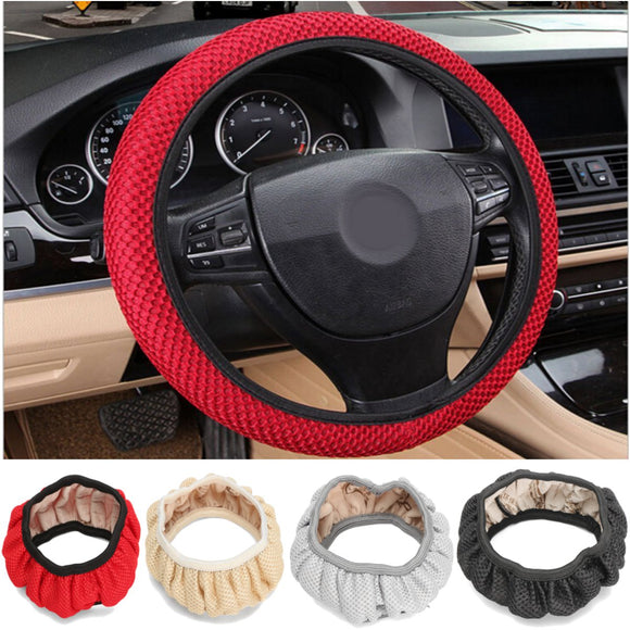 38cm Universal Car Steering Wheel Covers Non-Slip Summer Cool Elastic Fabric Net