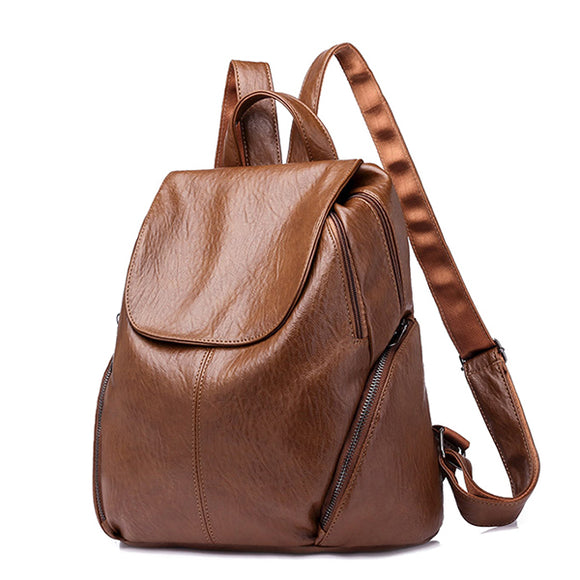Women PU Soft Leather Multifunctional Leisure Handbag Backpack Shoulder Bag