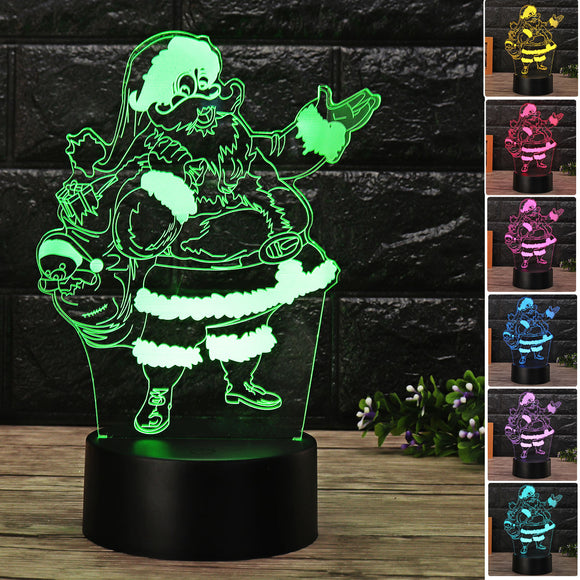 Christmas 3D Santa Claus LED Night Touch Color Changing Illusion USB Light Lamp
