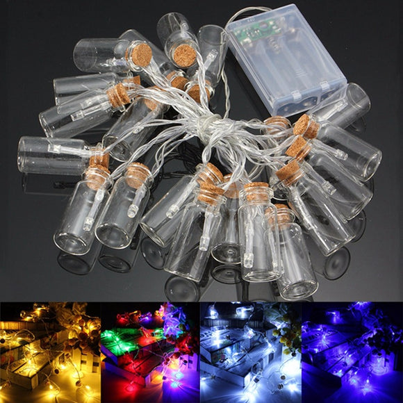 Battery Powered 20 LED Wishing Bottle Fairy String Light Xmas Garden Wedding Party Decor