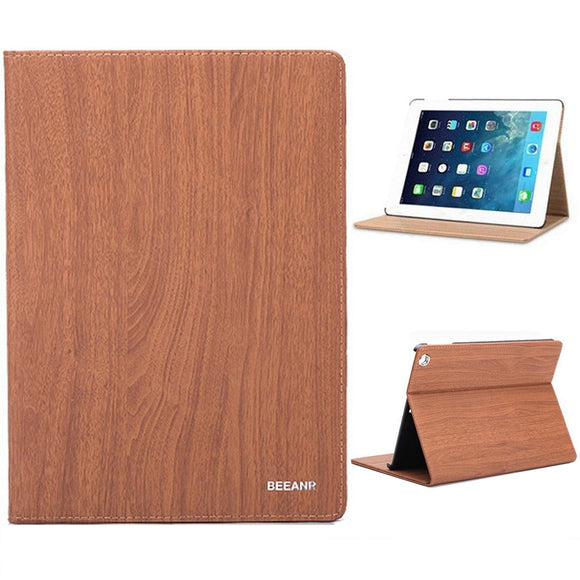 Wood Texture Smart Sleep/Wake Up Bracket Case For iPad Air