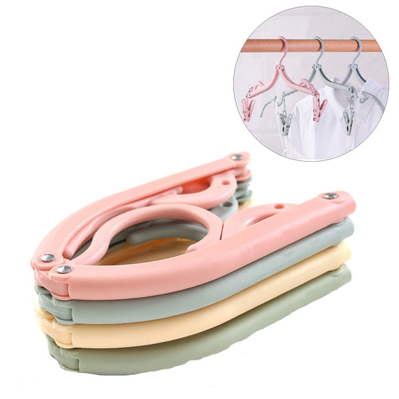 5 Pcs Folding Cloth Hanger Multifunction Laundry Hanger Rack Portable Travel Wardrobe Storage Rack