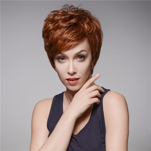 4.72 inch Natural Short Human Hair  Wigs Side Bang Mono Top Capless 13 Colors Full Wig Charming