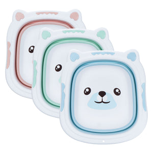 Portable Baby Bathtub Folding Basin Washbasin Collapsible Tourism Children Wash Infant Shower Baby Care Cartoon Bear Green