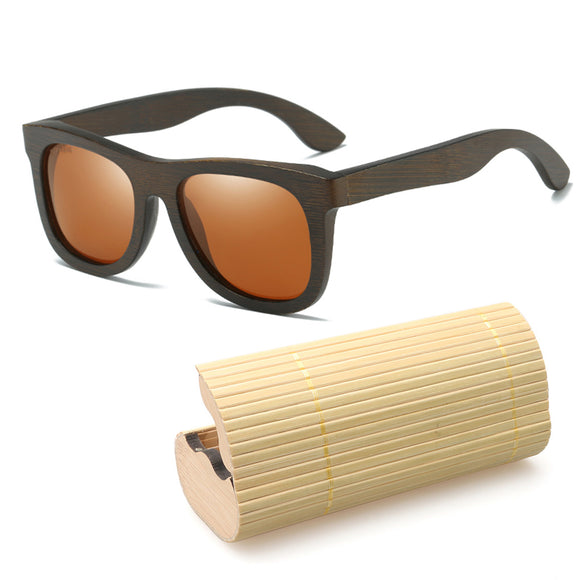 Fashion Round Men Women Handmade Bamboo Wooden Sunglasses Box Frame Hard Shell Glasses Case
