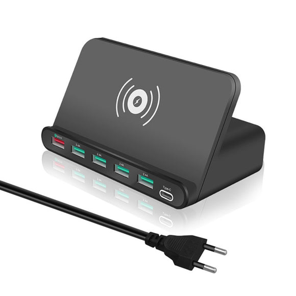 Bakeey 5 USB Port 60W US Plug EU Plug Universal Wireless Type C Charger QC3.0 Fast Charging Black / Red