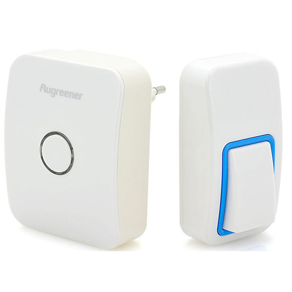 US Plug Augreener Wireless Cordless Wireless Control Doorbell Battery-free 25 Chime Digital Doorbell