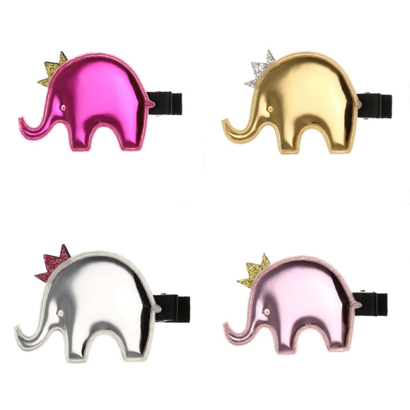 Kid's Hair Accessories Bright Color Smooth Surface Cute Crown Elephant Baby's Hairpin
