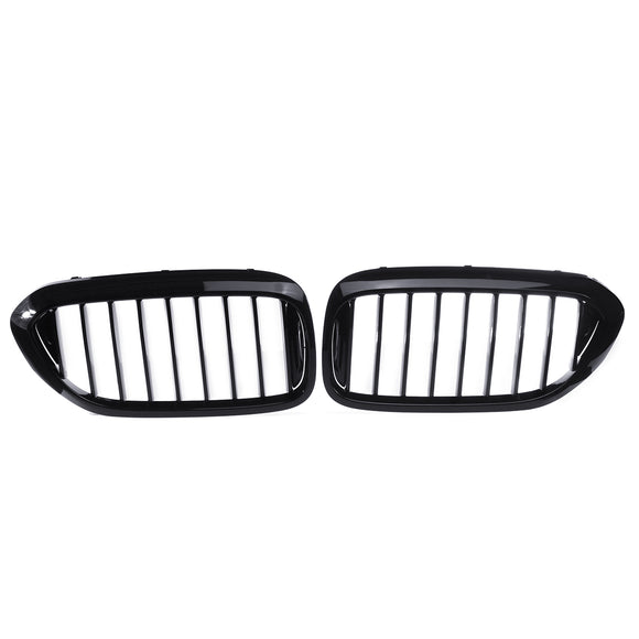 Pair Glossy Black Front Kidney Grill Grille For BMW 5 Series G30 G31 G38 M5 2017-2018