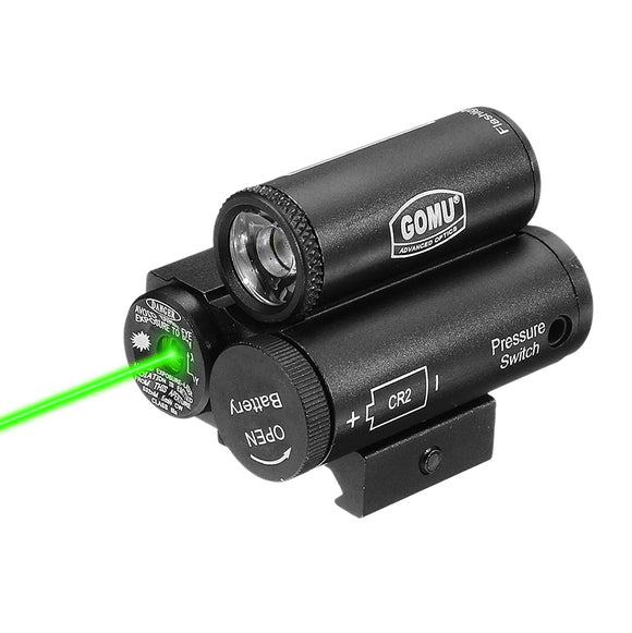Green Laser Sight Dot Scope & 220 Lumen LED Flashlight Combo Kit Tactical 20 Rail Mount