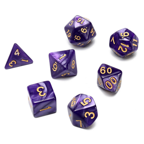 7 Pcs Multisided Dice Set Purple TRPG Polyhedral Dice RPG Dice Set Gadget With Bag