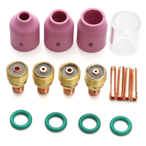 16Pcs Welding Ceramic Nozzle Gas Lens Glass Cup Kit For TIG WP-9/20/25 Series