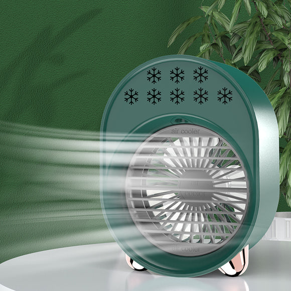 USB Portable Mini Fan Air Conditioner Cooling Noiseless 3 Speed with Night Light For Home Office Desk