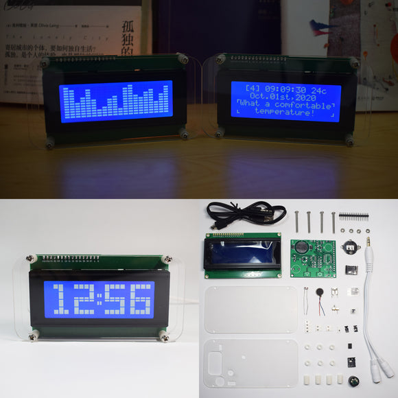 Geekcreit Multifunctional LCD Music Spectrum Large Font DS3231 Clock DIY Kit