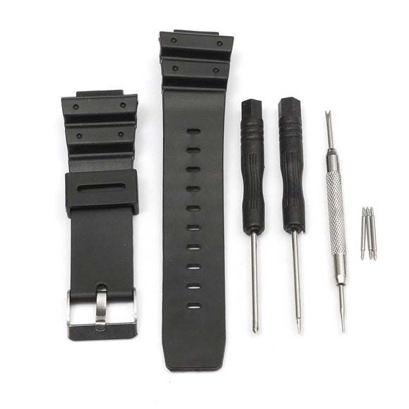 Replacement 25mm Black Silicone Rubber Watch Strap Band + Tool For CASIO G Shock