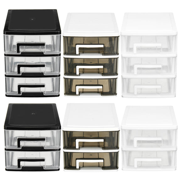 2/3 Layer Drawer Transparent Desktop Plastic Mini Cosmetics Parts Storage Box