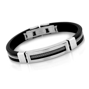 12mm Men Casual Stainless Steel Bracelet Silicone Chain Trendy Bracelets