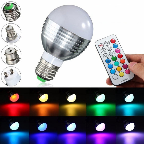 E27/B22/GU10/E14 9W RGBW LED Light Color Changing Lamp Bulb + Remote AC 85-265V