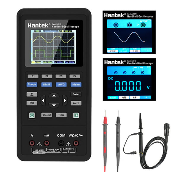 Hantek 3in1 Digital Oscilloscope+Waveform Generator+Multimeter Portable USB 2 Channels 40mhz 70mhz L