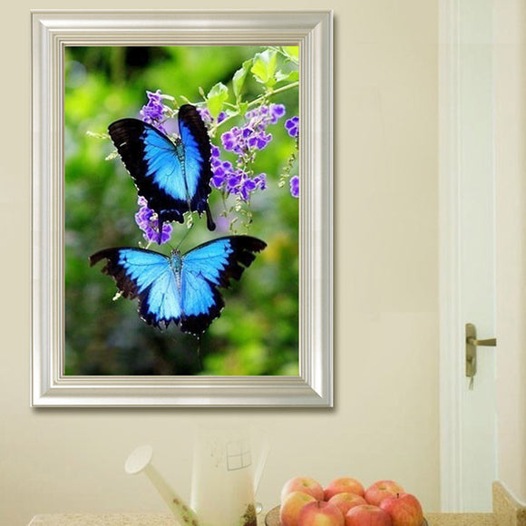 20x30cm 5D DIY Blue Butterflies Diamond Painting Rhinestone Animal Home Decoration Cross Stitch Kit