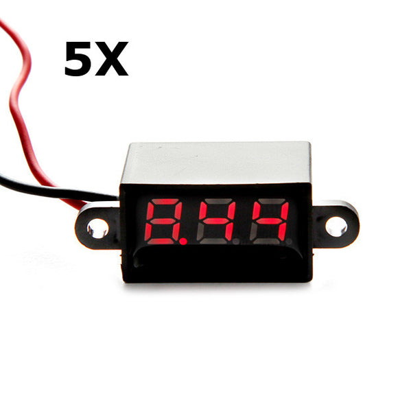 5Pcs Red Led 0.28 Inch Mini Waterproof Volt Meterr 3.5-30V Digital Voltage Tester Meter