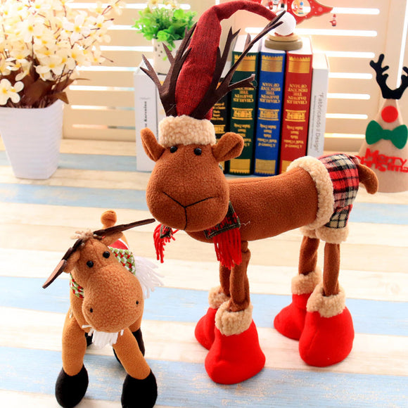 Christmas 2017 Cloth Plush Elk Ornament Table Desk Christmas Decoration kids Toy Cartoon Style Craft