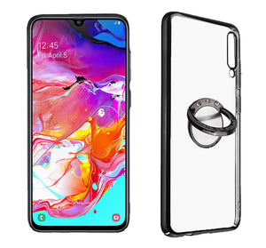 Bakeey Shockproof Plating Finger Ring Holder PC Protective Case for Samsung Galaxy A70 2019