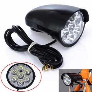 BIKIGHT 7x LEDs Bike Front Light Metal Shell 80db Horn Electric Scooter Headlight Motorcycle E-bike