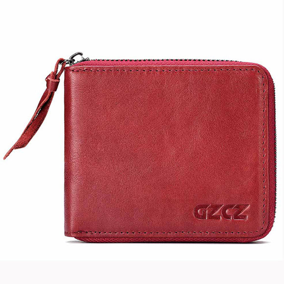 Red Women Genuine Leather Zipper Coin Bag