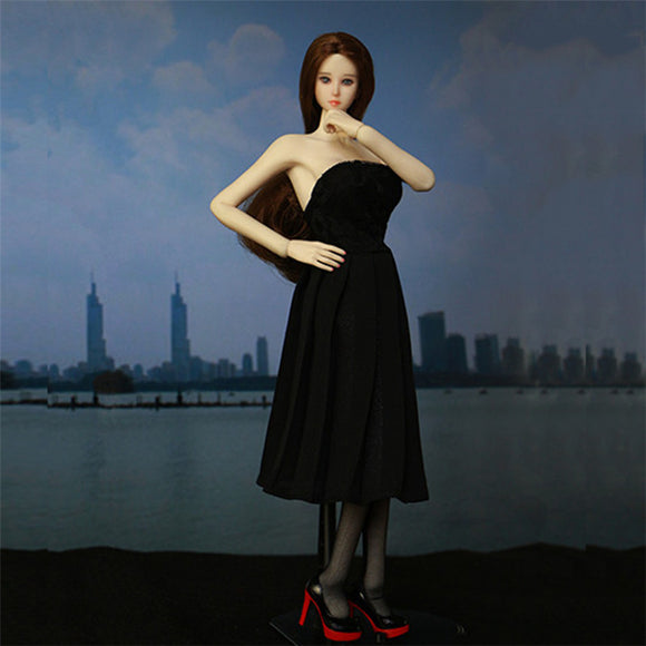 Black Dress With High Heels For 1/6 12inch BJD Doll Dress Fashion Clothes DIY Accessories Toy