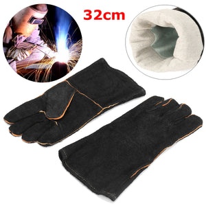 Heaty Duty Wood Burner Welding Heat Resistant Leather Gloves Stoves Fire Black