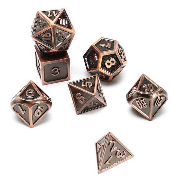 7pcs Embossed Heavy Metal Polyhedral Dices Multisided Dices Set RPG With Bag