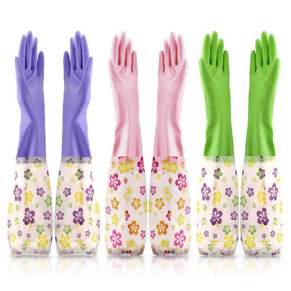 1Pair Wash Glove Thickening Laundry Rubber Kitchen Household Brush Waterproof Durable