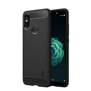 Mofi Carbon Fiber Shockproof Silicone Back Cover Protective Case for Xiaomi Mi Max 3