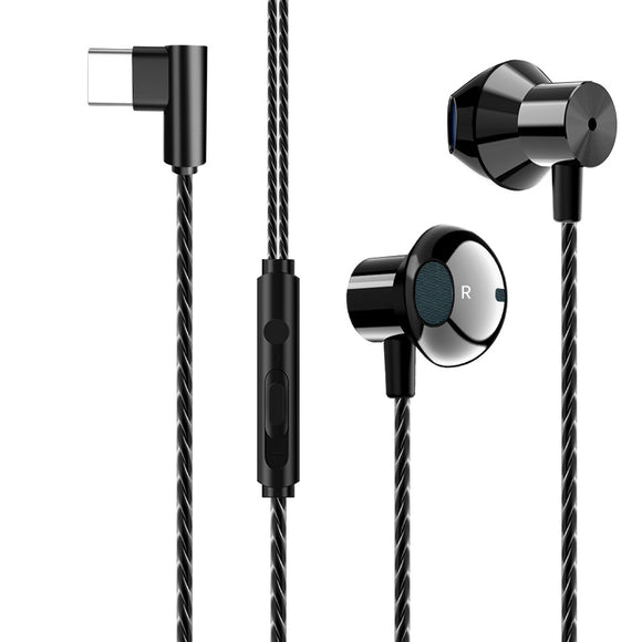 F13 Portable Type-c Metal Bass Music Wired Earphone Gaming Headphone for Huawei
