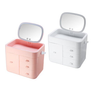Large LED Lockable Velvet Jewelry Display Box Necklace Earing Storage Case Organizer