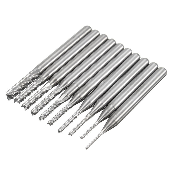 Drillpro DB-M8 10pcs 0.8-3mm Carbide PCB Drill Bits Engraving Milling Cutter for CNC Rotary Burrs