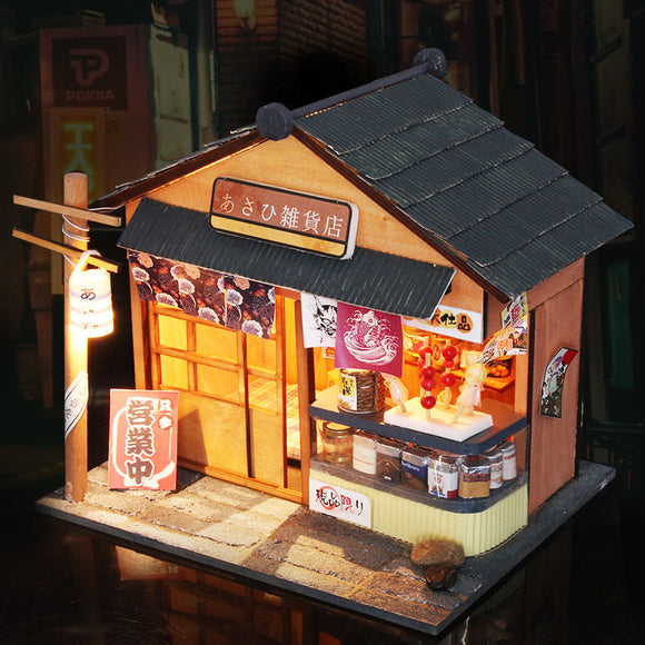 Hoomeda 1/24 DIY Wooden Grocery With LED Cover Furniture Dollhouse