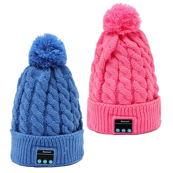 Warm Soft Beanie Hat Wireless Bluetooth Smart Cap Headphone with Mic