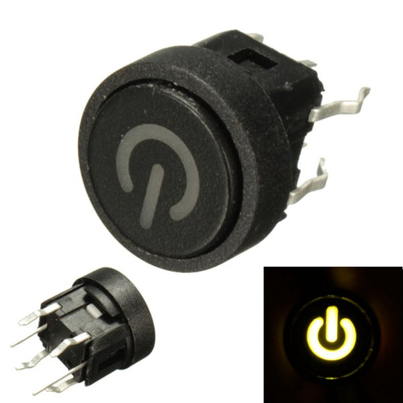 5Pcs Green LED Power Symbol Momentary Latching Switch LED Light Push Button SPST