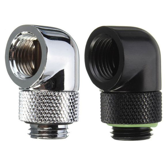 Water Cooling 90 Degree Angle G1/4 Thread Nozzle Rotary Fitting Matt Black/Silver