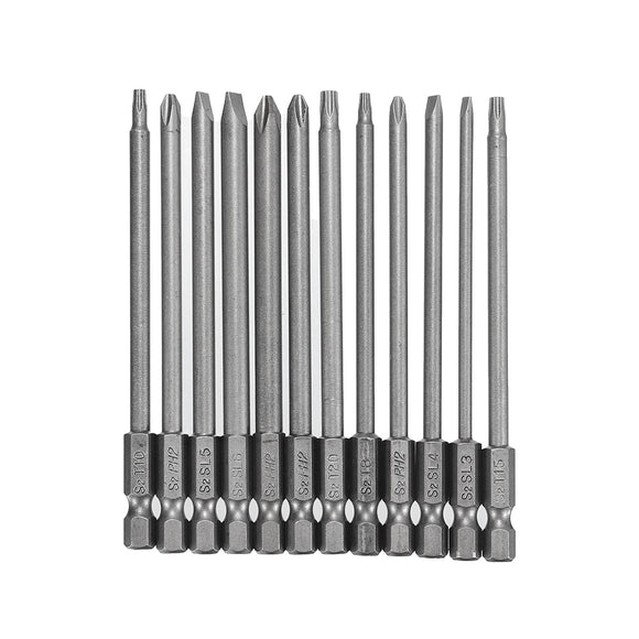 Drillpro 16pcs 100mm Screwdriver Bits Set Torx Hex Screwdriver Bit