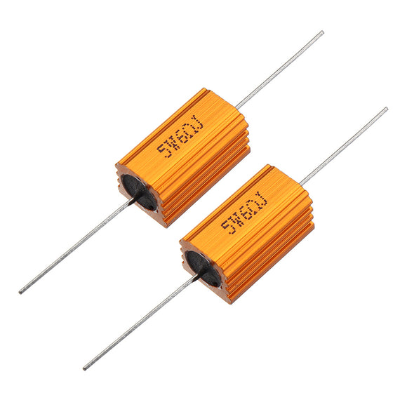 2pcs RX24 5W 6R 6RJ Metal Aluminum Case High Power Resistor Golden Metal Shell Case Heatsink Resistance Resistor