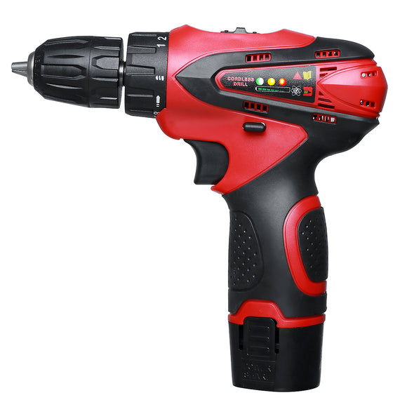 12V 1500mAh Electric Screwdriver Cordless Drill Mini Wireless Power Driver Power Tool W/ 2pcs Battery