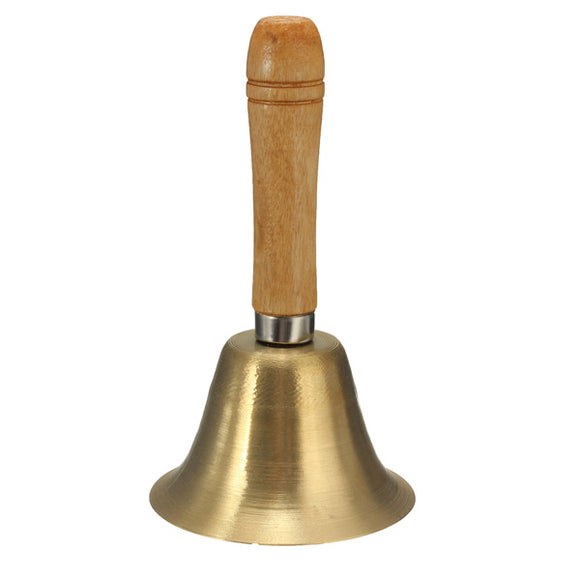 Solid Brass Wooden Handle School Reception Dinner Hotel Hand Bell
